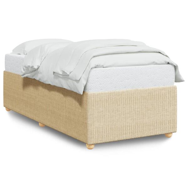 vidaXL Estrutura de cama sem colchão 90x190 cm tecido creme