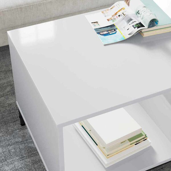 vidaXL Mesa de centro com gaveta Branco Brilhante 90 x 49 x 46 cm