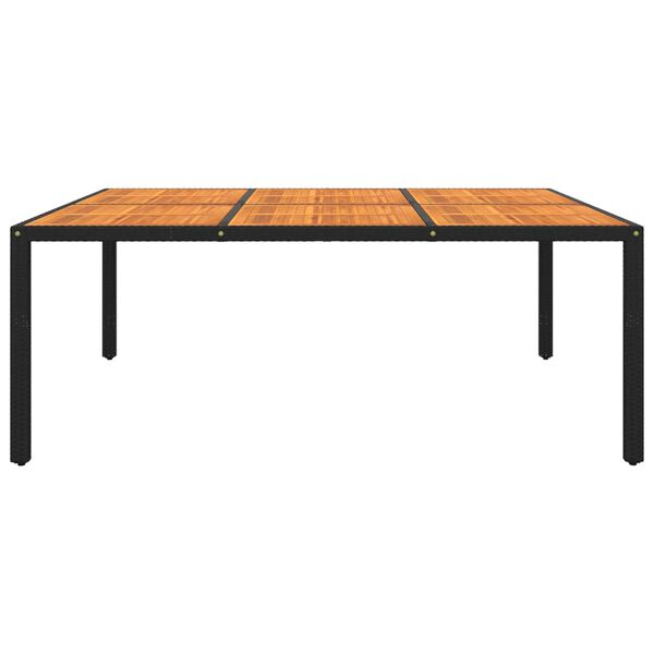 vidaXL Mesa de jardim 200x150x75 cm madeira de acácia e vime PE preto