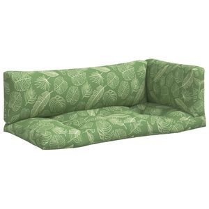 vidaXL Almofad&otilde;es p/ m&oacute;veis paletes 3 pcs tecido oxford padr&atilde;o folhas
