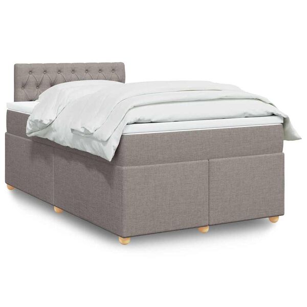 vidaXL Cama boxspring c/ colch&atilde;o 120x190cm tecido castanho-acinzentado
