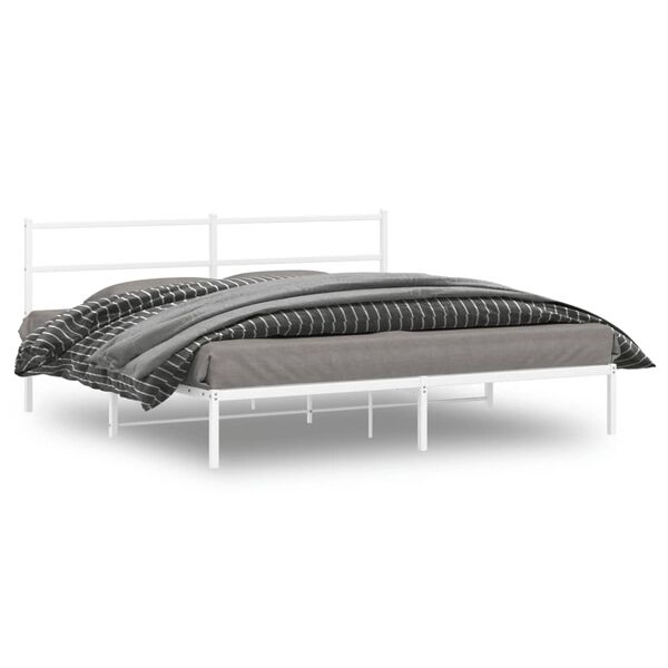 vidaXL Estrutura de cama com cabeceira 183x213 cm metal branco
