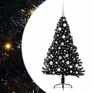 vidaXL &Aacute;rvore de Natal Artificial Pr&eacute;-iluminada Preto 120 cm PVC