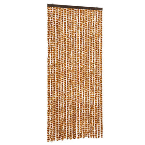 vidaXL Cortina anti-insetos 90x220 cm chenille ocre e branco
