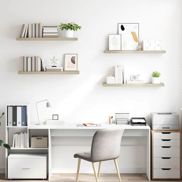 vidaXL Prateleiras parede suspensas 4 pcs 90x23,5x3,8cm MDF carvalho