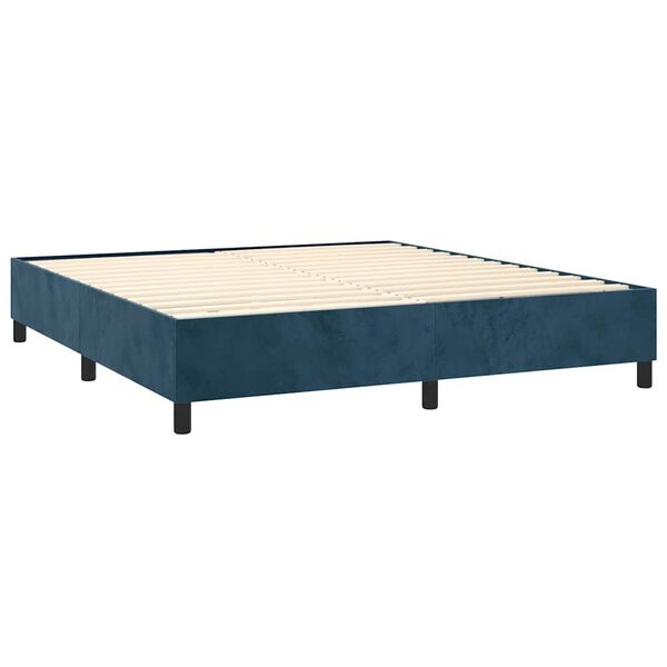vidaXL Cama com molas/colch&atilde;o 160x200 cm veludo azul-escuro