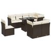 vidaXL 9 pcs conjunto sof&aacute;s p/ jardim c/ almofad&otilde;es vime PE castanho