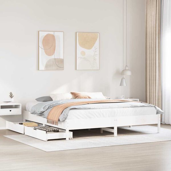 vidaXL Cama sem colch&atilde;o 180x200 cm madeira de pinho maci&ccedil;a branco