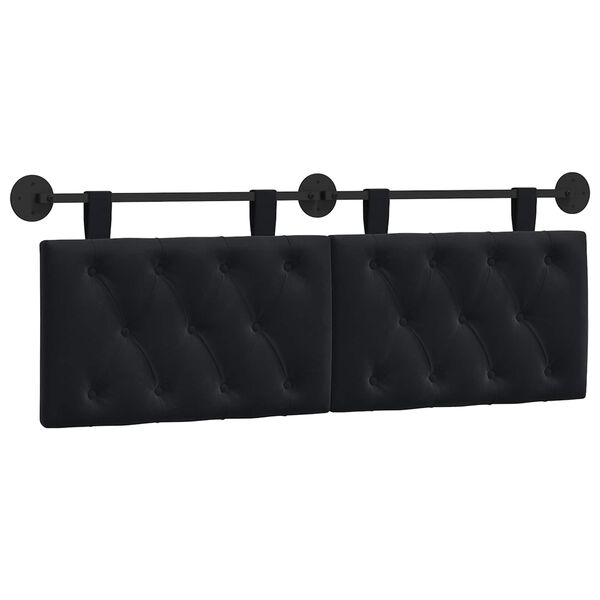 vidaXL Cabeceira Suspensa Preto 130 x 55 x 7 cm Veludo