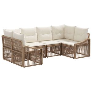 vidaXL Conjunto de Sof&aacute; de Jardim 6 unid. 6-N&uacute;mero de lugares Bege