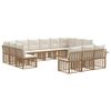 vidaXL Conjunto de Sof&aacute;s para Exterior 13 pcs Natural e Branco Creme