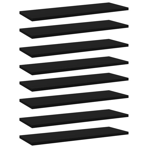 vidaXL Prateleiras para estante 8 pcs 60x20x1,5cm contraplacado preto