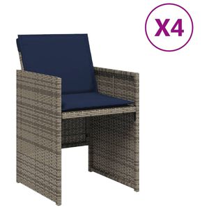 vidaXL Cadeiras de jardim com almofad&otilde;es 4 pcs vime PE cinzento
