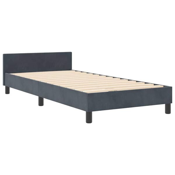 vidaXL Cama Box com cabeceira Cinzento escuro 100 x 200 cm Veludo