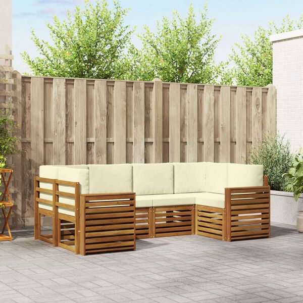 vidaXL Conjunto de Sof&aacute; Sectional com almofada 6 pcs Natural e Creme