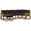 vidaXL Conjunto de Sof&aacute;s para Exterior 6 pcs Natural e Preto