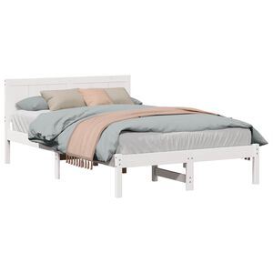 vidaXL Estrutura da Cama Branco 135 x 190 cm Madeira de pinho maci&ccedil;a