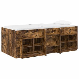vidaXL Cama Loft com Arm&aacute;rio com prateleira 3 unid. Carvalho Fumado