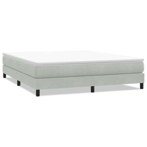 vidaXL Cama com molas sem colch&atilde;o 180x220 cm veludo cinza-claro