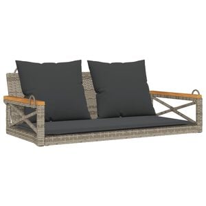 vidaXL Banco baloi&ccedil;o com almofad&otilde;es 109x62x40 cm vime PE cinzento