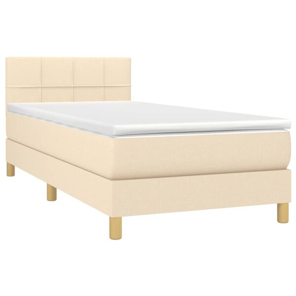 vidaXL Cama com molas/colch&atilde;o 90x200 cm tecido cor cr&egrave;me