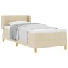 vidaXL Cama Box com colch&atilde;o com cabeceira Creme 90 x 190 cm tecido