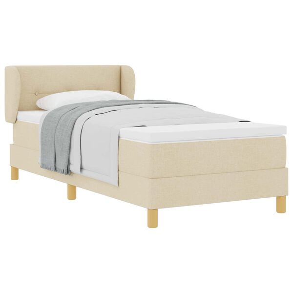 vidaXL Cama Box com colch&atilde;o com cabeceira Creme 90 x 190 cm tecido