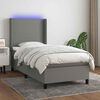 vidaXL Cama box spring c/ colch&atilde;o e LED 80x200 cm tecido cinza-escuro