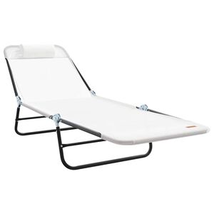vidaXL Espregui&ccedil;adeira dobr&aacute;vel Creme 182 x 55 x 85,5 cm Textilene