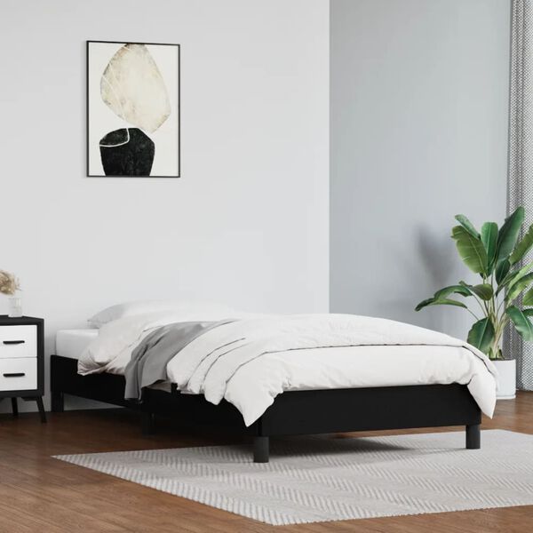vidaXL Estrutura de cama 100x200 cm couro artificial preto