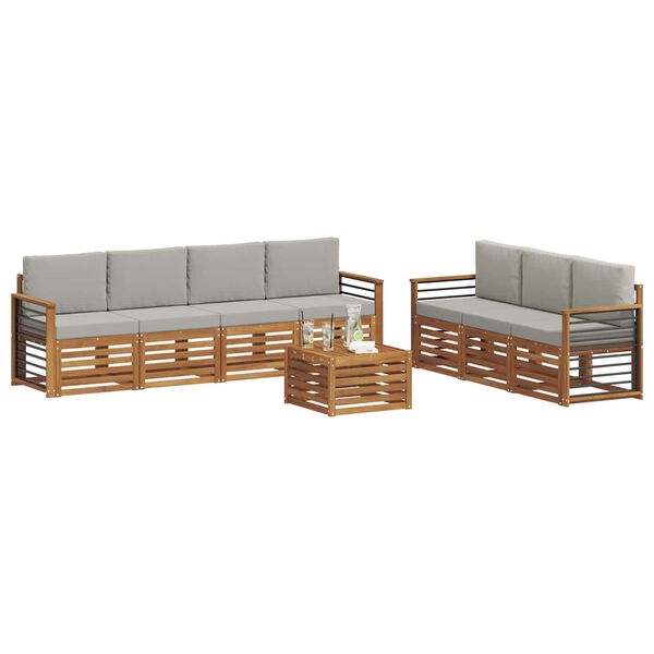 vidaXL Conjuntos de sof&aacute;s com almofada 8 pcs Cinza Natural e Claro