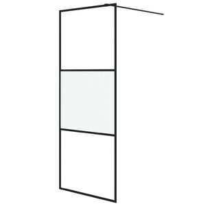 vidaXL Divis&oacute;ria de chuveiro 80x195 cm vidro semiopaco ESG preto