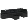 vidaXL Conjunto de Sof&aacute; de Jardim com almofada 7 pcs Preto vime PE