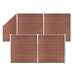 vidaXL Painel veda&ccedil;&atilde;o WPC 4 quadrados + 1 inclinado 792x186cm castanho