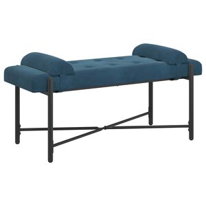 vidaXL Banco com bot&otilde;es e travesseiros Azul 110 x 40 x 46 cm Veludo