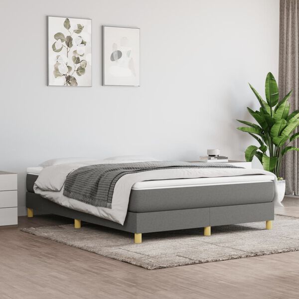 vidaXL Cama com molas/colch&atilde;o 140x190 cm tecido cinzento-escuro