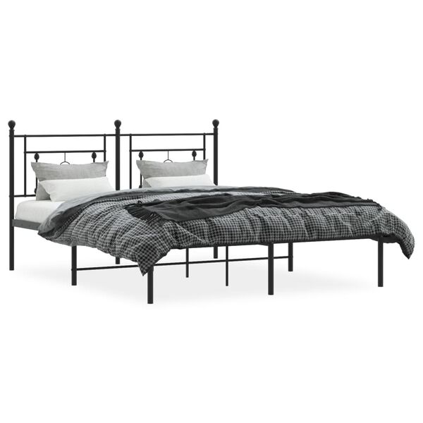 vidaXL Estrutura de cama com cabeceira 160x200 cm metal preto