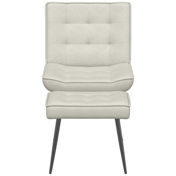 vidaXL Cadeira de relaxamento com banco em veludo creme