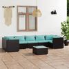 vidaXL 8 pcs conjunto lounge de jardim c/ almofad&otilde;es vime PE preto