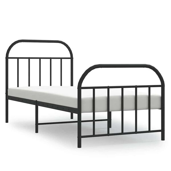 vidaXL Estrutura de cama com cabeceira e p&eacute;s 80x200 cm metal preto