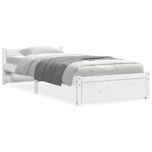 vidaXL Estrutura de cama solteiro 90x190 cm madeira maciça branco