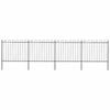 vidaXL Cerca de jardim com arco superior em a&ccedil;o 714,5x150 cm preta
