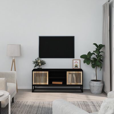 vidaXL Móvel de TV 105x30x45 cm derivados de madeira e ferro preto