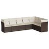 vidaXL 7 pcs conjunto de sof&aacute;s jardim c/ almofad&otilde;es vime PE castanho