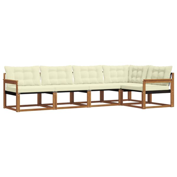 vidaXL Conjunto de Sof&aacute;s para Exterior 5 pcs Natural e Creme