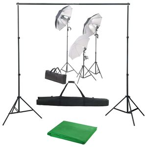 vidaXL Kit de est&uacute;dio fotogr&aacute;fico com conjunto de ilumina&ccedil;&atilde;o e fundo