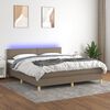 vidaXL Cama box spring colch&atilde;o/LED 180x200cm tecido cinza-acastanhado