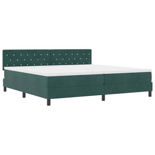 vidaXL Cama Box com colch&atilde;o Verde Escuro 200 x 200 cm Veludo