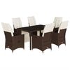 vidaXL 7 pcs conjunto bistr&ocirc; de jardim c/ almofad&otilde;es vime PE castanho