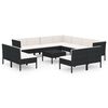 vidaXL 12 pcs conjunto lounge de jardim c/ almofad&otilde;es vime PE preto